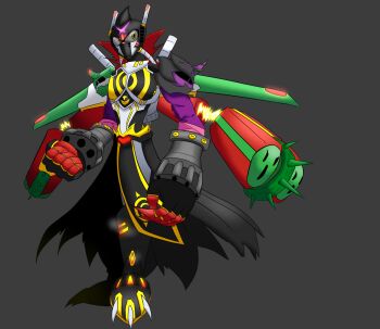 Rule 34 | andromon, bancholilimon, claws, digimon, fusion, gloves, highres, mask, saintgalgomon, spikes