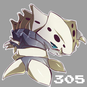 Rule 34 | blue eyes, gen 3 pokemon, grey background, lairon, looking at viewer, nintendo, no humans, numbered, pokemon, pokemon (creature), simple background, solo, wantwing