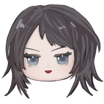 Rule 34 | 1girl, bang dream!, bang dream! it's mygo!!!!!, black hair, blue eyes, commentary, earrings, head only, highres, jewelry, looking at viewer, medium hair, open mouth, simple background, solo, symbol-only commentary, white background, yahata umiri, yu ux xy, yukkuri shiteitte ne