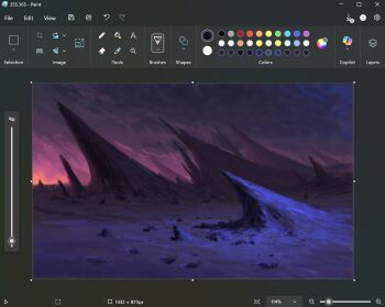 art_program_in_frame christian_young cloud cloudy_sky commentary highres jagged_rocks karst landscape microsoft_paint_(medium) microsoft_paint_(software) no_humans original outdoors painterly scenery screencap sky