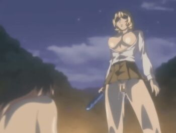 00s 2008 2girls american animated animated_gif anime_screenshot bare_legs bare_shoulders bible_black bible_black:_restored blonde_hair blue_eyes blush bottomless breasts brown_hair censored clothes_lift completely_nude dildo female_pubic_hair jody_crowley large_breasts long_hair multiple_girls night night_sky nipples no_panties nude open_clothes open_mouth open_shirt outdoors pubic_hair public_indecency public_nudity pussy pussy_juice pussy_juice_drip pussy_juice_trail sex_toy shirt short_hair skirt skirt_lift sky spirit tagme