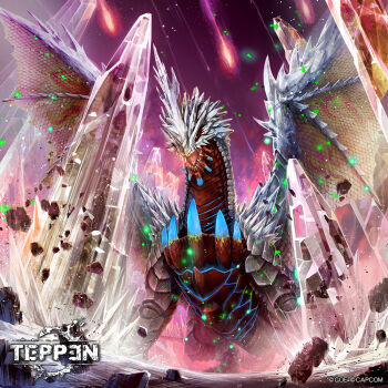 claws dragon dragon_wings horns ice ishida_baru monster monster_focus monster_hunter_(series) monster_hunter_frontier no_humans scales sharp_teeth teeth vorsphyroa western_dragon wings