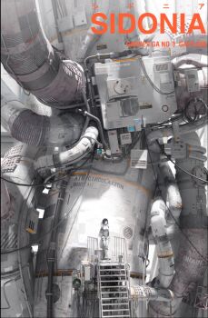 1girl air_conditioner arms_behind_back black_hair breasts cable chinese_commentary english_text highres hoshijiro_shizuka industrial_pipe leaning_back looking_away machinery mecha_pilot_suit plugsuit_(evangelion) scenery science_fiction short_hair sidonia_(ship) sidonia_no_kishi solo stairs standing standing_on_one_leg tube ventilation_fan ventilator ya_yan