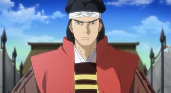 Rule 34 | 1boy, black hair, hyouge mono, male focus, nobushige sanada, smile, tagme, unibrow