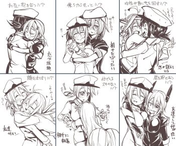 10s 6+girls ahoge bad_id bad_twitter_id between_breasts blush breasts chart closed_eyes commentary_request eyepatch female_admiral_(kancolle) greyscale hair_ornament hairclip haruna_(kancolle) hat head_between_breasts headgear heart hug kage_(kagetuki00) kantai_collection kiso_(kancolle) kongou_(kancolle) large_breasts long_hair monochrome multiple_girls open_mouth satsuki_(kancolle) shigure_(kancolle) short_hair smile sweat tenryuu_(kancolle) translation_request yuri