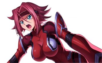 1girl blue_eyes breasts code_geass headband highres kouzuki_kallen large_breasts open_mouth red_hair solo source_request