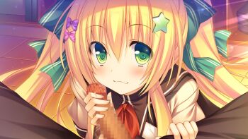 Rule 34 | 1girl, blonde hair, censored, enkou jk bitch gyaru - oji-san to nama pako seikatsu, green eyes, handjob, open mouth, penis