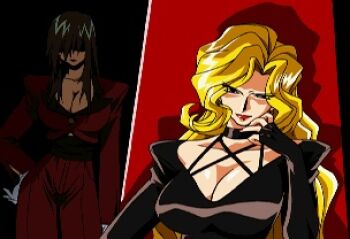 2girls blonde_hair breasts character_request cleavage multiple_girls official_art source_request tagme variable_geo