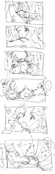 1girl absurdres angoramon digimon digimon_(creature) fluffy heart highres hug long_hair monochrome sketch translation_request tsukiyono_ruli