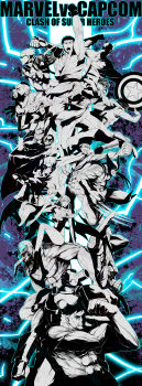 10s 4girls 6+boys absurdres bad_id bad_pixiv_id bruce_banner capcom captain_america captain_commando captain_commando_(character) chun-li cyberbots gambit highres hulk iron_man iwamoto_eiri lilith_(darkstalkers) marvel marvel_vs._capcom mega_man_(character) mega_man_(classic) mega_man_(series) morrigan_aensland multiple_boys multiple_girls roll_(mega_man) ryu_(street_fighter) saotome_jin spider-man spider-man_(series) steve_rogers street_fighter strider_hiryuu sunglasses darkstalkers venom_(marvel) war_machine wolverine_(x-men) x-men zangief