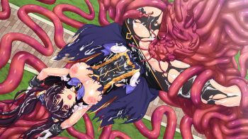 1girl black_pantyhose breasts breasts_out censored clothing_aside cum game_cg genseishinki_sacred_virth gloves large_breasts large_variant_set long_hair magical_girl nipples non-web_source official_art open_mouth panties panties_aside pantyhose ponytail purple_eyes rape red_eyes restrained sacred_noire slime_(substance) solo spread_legs tentacle_sex tentacles torn_clothes torn_pantyhose twintails underwear upside-down vaginal variant_set white_panties yuugure_pairo yuuki_setsu