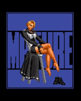 1girl ahlexterry blonde_hair dress feet female_focus mature_(kof) pantyhose see-through_clothes skirt the_king_of_fighters undressing