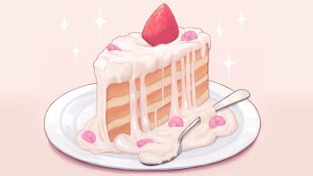 Rule 34 | cake, cake slice, commentary, cream, cum, cum on food, cumdrip, english commentary, food, food focus, fruit, highres, no humans, original, picturd, pill, plate, sparkle, spoon, still life, strawberry, venus symbol