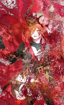 1girl bat_wings black_gloves black_hat black_jacket black_shorts commentary_request copyright_name final_fantasy final_fantasy_xiv fishnet_pantyhose fishnets gloves hat head_wings jacket long_hair pantyhose pantyhose_under_shorts peaked_cap red_hair red_wings ruka_(blueplus84) shorts side_slit side_slit_shorts sideways_hat sleeve_cuffs solo vamp_fatale wings yellow_eyes