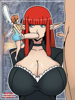1boy 1futa 1girl captainxero fellatio futa_with_female futanari gallica_(metaphor:_refantazio) gigantic_penis highres hulkenberg_(metaphor:_refantazio) humiliation metaphor:_refantazio netorare oral orukidraws penis protagonist_(metaphor:_refantazio) small_penis small_penis_humiliation tagme