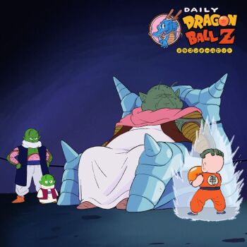 Rule 34 | 4boys, antenna, antennae, aura, bald, bald male, black eyes, chibi, colored skin, dende, dragon ball, dragon ball (object), green skin, kuririn, multiple boys, nail (dragon ball), namekian, potential unleashed, powering up, saichoro