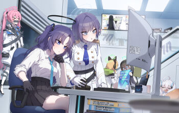 6+girls absurdly_long_hair absurdres ahoge animal_ear_headphones animal_ears aoi_(blue_archive) aqua_halo aris_(blue_archive) black_gloves black_hairband black_halo black_horns black_skirt blonde_hair blue_archive blue_eyes blue_halo blue_horns blue_necktie bound breasts cat_ear_headphones cat_ears dark-skinned_female dark_skin demon_horns duct_tape fake_animal_ears gag gagged gloves green_halo hair_between_eyes hair_ornament hairband halo headphones highres horns improvised_gag indoors kid_taped_to_wall_(meme) kokukyukeo koyuki_(blue_archive) large_breasts long_hair long_hair_between_eyes long_sleeves mechanical_halo meme midori_(blue_archive) miniskirt multicolored_horns multiple_girls necktie noa_(blue_archive) pink_hair pink_halo pleated_skirt pointy_ears purple_eyes purple_hair rectangular_halo rin_(blue_archive) ringed_eyes short_hair sitting skirt sleeping standing sumomo_(blue_archive) tape tape_gag tied_up_(nonsexual) triangle_hair_ornament twintails two-tone_horns two_side_up very_long_hair white_gloves white_hair white_halo yuuka_(blue_archive)