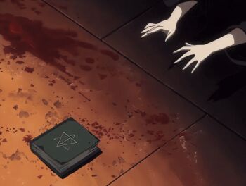 00s 1girl 2002 animated animated_gif basement bible_black bible_black_gaiden blood blood_on_body blood_on_face book breasts cloak crawling green_hair large_breasts morita_rie open_mouth panic pentagram ritual robe scared short_hair tagme tears twintails