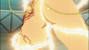 1girl animated animated_gif armor ass ass_tattoo bikini_armor branwen_(queen's_blade) breasts cable chain_tattoo collar electricity energy huge_ass huge_breasts leg_tattoo panties queen's_blade queen's_blade_rebellion ryona screaming screencap shaking shield slave stadium sword tattoo torture trembling underwear weapon