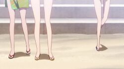 &gt;_&lt; 4girls ^^^ a_channel animated anime_screenshot ass ball beach bikini blank_eyes glasses happy ichii_tooru loli momoki_run multiple_girls nishi_yuuko o_o outdoors partially_submerged people playing sand_castle sand_sculpture seaweed shaded_face sky sound summer swimsuit tennouji_nagisa thigh_gap video wading water