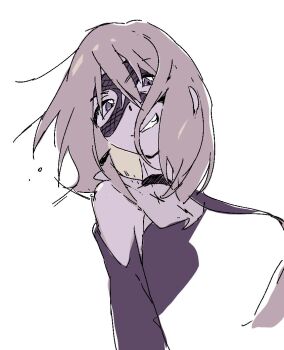 1girl bang_dream! bang_dream!_it&#039;s_mygo!!!!! black_mask blonde_hair clothing_cutout commentary doloris_(bang_dream!) hashtag-only_commentary looking_at_viewer mask masquerade_mask medium_hair misumi_uika mkun606 shoulder_cutout simple_background smirk solo white_background