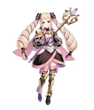 1girl armor armored_boots armored_dress black_boots black_dress black_gloves blonde_hair blush boots bow cape closed_mouth commentary dress drill_hair elise_(fire_emblem) elise_(sincere_sister)_(fire_emblem) english_commentary fire_emblem fire_emblem_fates fire_emblem_heroes full_body gloves hair_bow holding holding_staff long_hair looking_at_viewer mage_staff michi_(iawei) multicolored_hair nintendo official_alternate_costume official_art pink_cape purple_eyes purple_hair simple_background smile solo staff thigh_boots third-party_source twin_drills twintails white_background