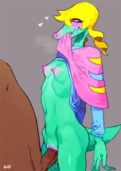 1girl bebebe blonde_hair breasts crocodile crocodilian furry nipples penis purple_eyes pussy sex small_breasts uncensored vaginal