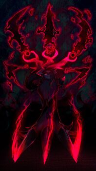 absol animal_focus asymmetrical_horns black_fur black_hair body_fur claws gen_3_pokemon hair_over_one_eye highres horns jcstr looking_at_viewer mega_absol_z mega_pokemon nintendo no_humans one_eye_covered pokemon pokemon_(creature) pokemon_focus red_eyes red_wings solo uneven_horns wings