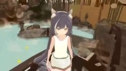 1girl 3d animal_ear_fluff animal_ears animated black_hair camera child disembodied_hand double_v drill_hair hisabilly hitting karyl_(princess_connect!) long_hair multicolored_hair outdoors photo_(object) pond pov pov_focus princess_connect! streaked_hair tagme taking_picture throwing twintails v very_long_hair video video_game_screencap water