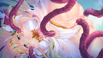 1girl anal armpits blonde_hair blue_eyes blush breast_sucking breasts censored clothing_aside cum cum_in_ass cum_in_mouth cum_in_pussy cum_on_body cum_on_breasts cum_on_upper_body double_penetration dutch_angle elbow_gloves en_ciel_rena en_ciel_rena_(laelith) facial game_cg gloves kourin_tenshi_en_ciel_rena lactation large_breasts large_variant_set leotard leotard_aside long_hair magical_girl mosaic_censoring nipples non-web_source official_art pussy rape restrained riesz saitou_natsuki solo spread_legs suhamaya tentacle_sex tentacles tiara tomoe_rena torn_clothes triple_penetration upside-down vaginal variant_set white_gloves white_leotard