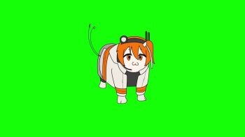 :3 a.i._voice adachi_rei alternate_form animated chibi green_background greenscreen meme orange_hair sound spinning spinning_cat_(meme) tagme tail utau video