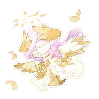 1girl absurdly_long_hair bare_shoulders bird_wings cat_princess chibi chinese_commentary choker closed_mouth commentary_request covered_eyes crayon_(medium) crimson_feather_(infinity_nikki) dress elbow_gloves faux_traditional_media feather-trimmed_dress feathered_wings feathers floating_hair gloves gown hair_ornament halo infinity_nikki light_blush long_dress long_hair long_sidelocks nikki_(series) offering_hand official_alternate_color outline outstretched_hand pink_hair sidelocks smile solo spiked_halo spread_wings strapless strapless_dress traditional_media transparent_background two-tone_dress two-tone_wings very_long_hair wavy_hair white_dress white_outline white_wings wing_hair_ornament wings yellow_choker yellow_dress yellow_gloves yellow_halo yellow_wings