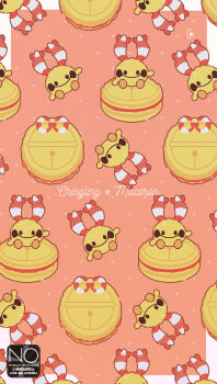 Rule 34 | bell, character name, chingling, closed mouth, commentary request, food, gen 4 pokemon, highres, looking at viewer, macaron, meme (sleepsheep), musical note, nintendo, no humans, pokemon, pokemon (creature), pokemon focus, smile, speech bubble, spoken musical note