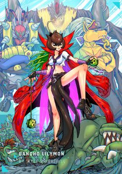 Rule 34 | absurdres, ban-tyo, banchogolemon, bancholeomon, bancholilimon, banchomamemon, banchostingmon, banchou, delinquent, digimon, digimon (creature), fairy, flower, goburimon, highres, monster girl, nail polish, orgemon, petals, plant girl, yo-yo