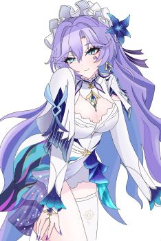 blue_eyes breasts cantarella_(wuthering_waves) colored_inner_hair highres multicolored_hair purple_hair roratann3678 wuthering_waves