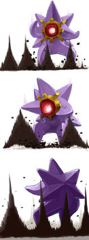 creature dynamic_pose full_body gem gen_1_pokemon legs_apart lilac_(p-f_easy) long_legs mega_pokemon mega_starmie meme nintendo no_humans parody pokemon pokemon_(creature) pokemon_focus red_gemstone simple_background solo standing starmie ultra_series ultraman_gaia_(series) white_background
