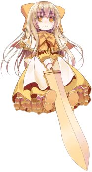 Rule 34 | 1girl, apron, blonde hair, capelet, closed mouth, commentary request, crote, doll, dress, full body, hair ribbon, holding, holding sword, holding weapon, large variant set, long sidelocks, long sleeves, neck ribbon, orange ribbon, pantyhose, puffy long sleeves, puffy sleeves, ribbon, shanghai doll, shoes, sidelocks, simple background, solo, sword, tachi-e, touhou, transparent background, variant set, weapon, white capelet, yellow dress, yellow eyes, yellow shoes