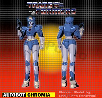 1girl 3d absurdres andypurro armor autobot blender_(medium) blue_eyes blue_panties chromia curvy front_and_back gun handgun helmet highres holding holding_weapon humanoid_robot insignia narrow_waist panties purple_lips robot robot_girl shoulder_armor solo transformers transformers:_generation_1 underwear weapon