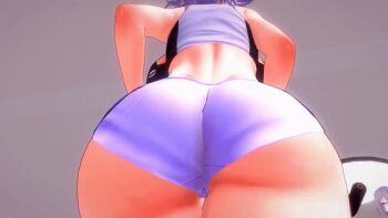 124renka 1girl 3d animated animated_gif ass ass_focus backboob bare_shoulders bouncing_breasts breasts fate/grand_order fate_(series) from_below huge_ass huge_breasts jeanne_d'arc_alter_(fate) jeanne_d'arc_(fate) mirror running short_hair short_shorts shorts silver_hair thick_thighs thighs treadmill wide_hips