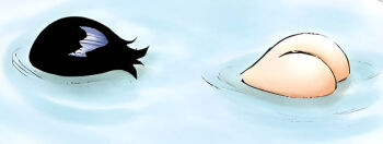 1girl afloat ass ass_focus bath bathing bent_over black_hair bleach bleach:_sennen_kessen-hen cropped face_down floating from_above in_water kuchiki_rukia nude onsen pale_skin partially_submerged petite ripples shinigami shiny_skin short_hair solo solo_focus suirennnn top-down_bottom-up unconscious water wet