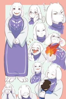 artist_request frisk_(undertale) furry goat highres multiple_views toriel undertale utdr_(toby_fox) yamori_(owltrpg4)