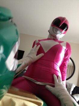 1boy 1girl breasts cosplay dragon_ranger grabbing_another&#039;s_breast groping helmet hetero indoors kyoryu_sentai_zyuranger mighty_morphin_green_ranger mighty_morphin_pink_ranger mighty_morphin_power_rangers photo_(medium) power_rangers ptera_ranger super_sentai