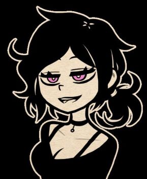 Rule 34 | 1girl, ashley graves, breasts, choker, cleavage, game cg, medium breasts, nemlei, official art, ponytail, purple eyes, solo, the coffin of andy and leyley