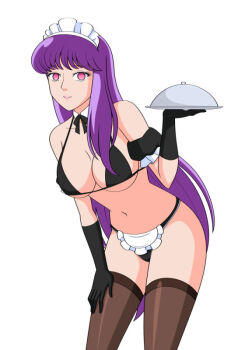 1girl bikini breasts hypnosis jimryu kido_saori large_breasts long_hair maid maid_bikini maid_headdress mind_control purple_hair saint_seiya unconventional_maid