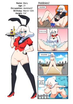 1girl acefish animal_ear_hairband animal_ears barefoot black_gloves black_thighhighs blue_eyes blue_tentacles blush breasts can chair character_request closed_eyes consensual_tentacles controller cosplay covering_privates dildo drink_can exhibitionism fake_animal_ears feet feet_on_table game_controller gloves hair_between_eyes hairband hand_on_own_hip high_heels highres holding holding_plate large_breasts legs_up mary_(acefish) multiple_views navel nipples no_panties nontraditional_playboy_bunny on_chair original plate playboy_bunny public_indecency public_nudity pussy rabbit_ears red_bull red_heels red_shirt sex sex_toy shirt sitting smile soda_can spread_legs tentacle_sex tentacles thighhighs thighs tongue tongue_out white_hair wrist_cuffs