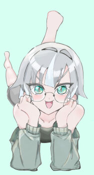 1girl artist_request glasses green_eyes grey_hair hifumi_suu kimi_no_koto_ga_dai_dai_dai_dai_daisuki_na_100-nin_no_kanojo short_hair smile