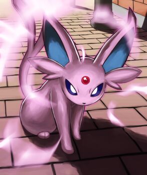 absurdres bright_pupils commentary_request espeon forehead_jewel forked_tail gen_2_pokemon highres jira_(ziraiya26) nintendo no_humans pokemon pokemon_(creature) psychic purple_eyes shadow sitting tail white_pupils