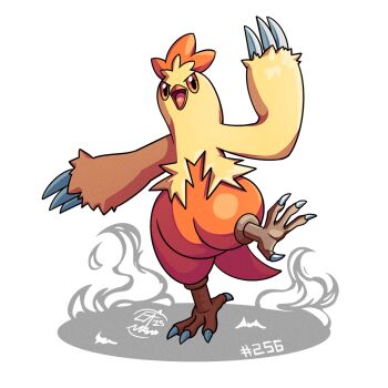 beak claws combusken gen_3_pokemon looking_at_viewer mistray-art nintendo no_humans numbered open_mouth pokemon pokemon_(creature) signature simple_background solo white_background
