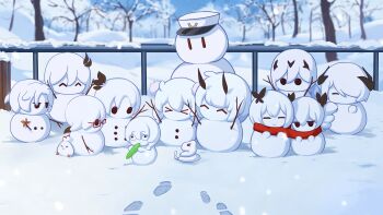 Rule 34 | > <, absurdres, bronya zaychik, captain (honkai impact), cecilia schariac, character snowman, chinese commentary, commentary request, durandal (honkai impact), footprints, fu hua, henjiwumei, highres, honkai (series), honkai impact 3rd, kiana kaslana, meme, murata himeko, no humans, raiden mei, raiden mei (herrscher of thunder), red scarf, rita rossweisse, rita rossweisse (umbral rose), scarf, seele vollerei, siegfried kaslana, snow, teri derp (meme)