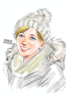 1girl blonde_hair blue_eyes coat earrings fluffy hat jewelry king_(snk) looking_at_viewer pale_skin short_hair smile smiley_face the_king_of_fighters tucon_b